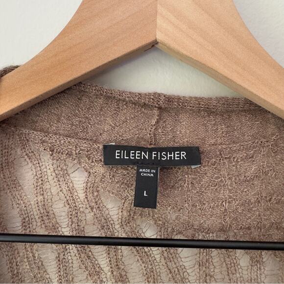 Eileen Fisher 100% Baby Alpaca Cardigan Sleeveless High Low Hem Soft Long Brown - Picture 8 of 11